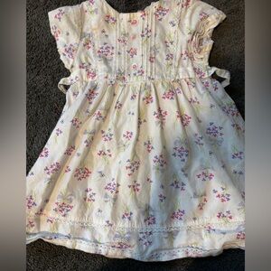 BOGO 50% Off White Easter Dress with Pink & Purple Flowers Lace Accents